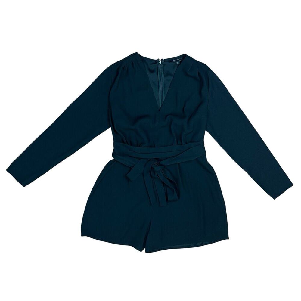 Allsaints Karine Playsuit Black Deep V-Neck Wrap-Over Belt Romper Size 6 - Picture 4 of 11
